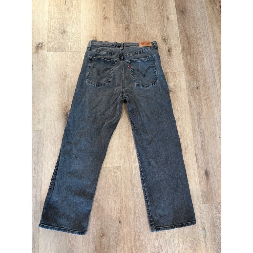 Levis Ribcage Straight Jeans Gray High Rise Button Fly Denim Pants Size 31